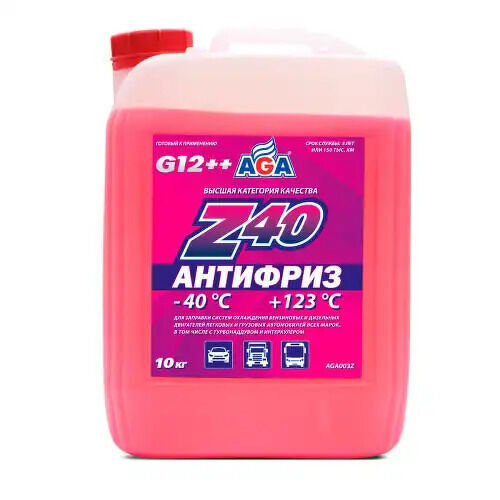 Антифриз 10KG готовый к применению, красный, -40С AGA, AGA003Z