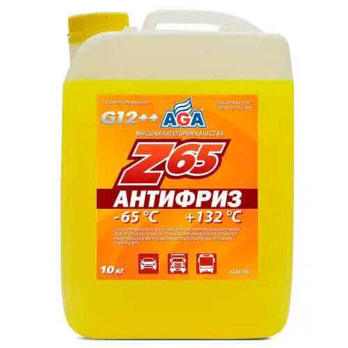 Антифриз 10KG готовый к применению, желтый, -65С AGA, AGA044Z