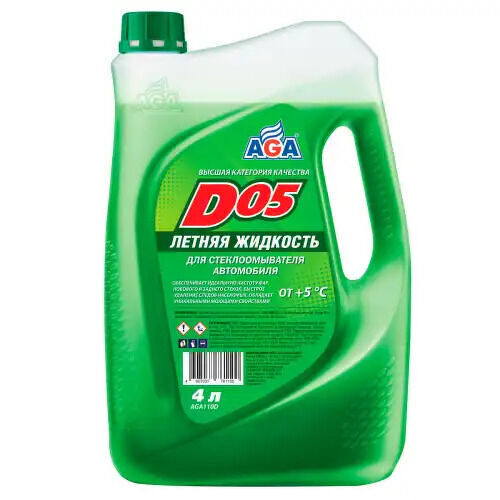 Жидкость для стеклоомывателя летняя d05 4l готовая к применению AGA, AGA110D