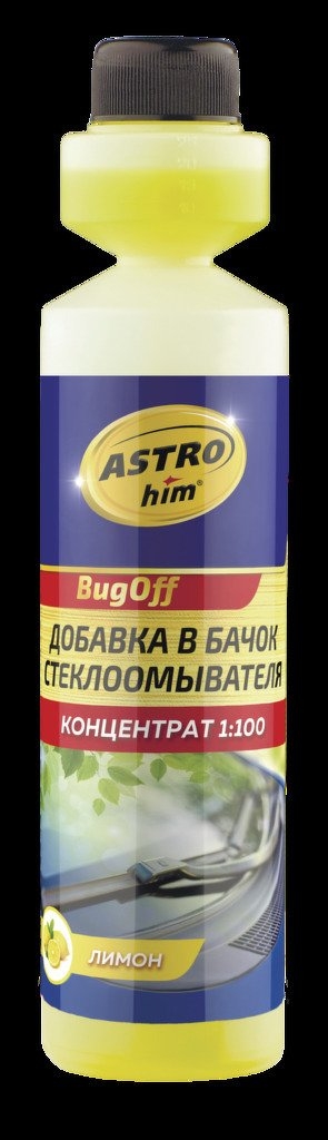 Жидкость стеклоомывателя летняя, концентрат 1:100, лимон, флакон с дозатором, 250 мл ASTROHIM, AC411