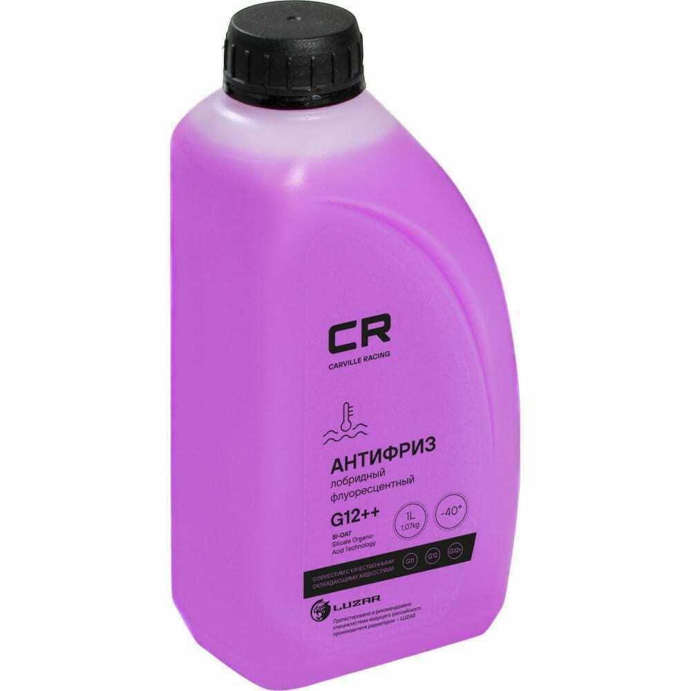 Антифриз лобридный флуор. -40°С, Si-OAT, G12++, фиолет, готовый, 1л1.07кг CARVILLERACING, L2018001