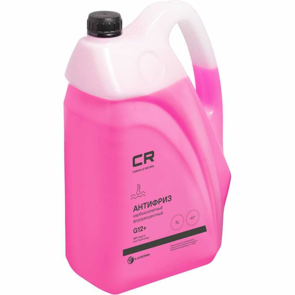 Антифриз карбоксилатный флуор. -40°С, OAT, G12+, красн, готовый, 5л5.37кг CARVILLERACING, L2018208