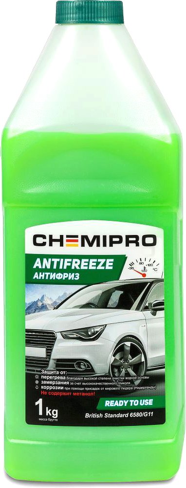 Жидкость охлаждающая Chemipro G11 готовый 1kg зеленый, 0.9л CHEMIPRO, CH004