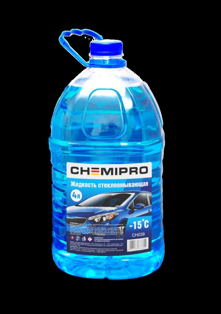 Жидкость для стеклоомывателя зимняя 4L готовая -15°С, изопропиловая CHEMIPRO, CH039