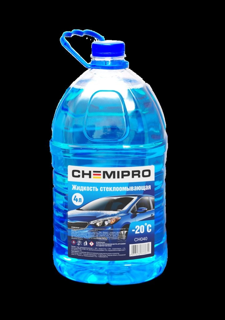 Жидкость для стеклоомывателя зимняя 4L готовая -20°С, изопропиловая CHEMIPRO, CH040