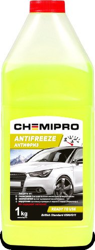 Жидкость охлаждающая G11 готовый 1kg желтый, 0.9л CHEMIPRO, CH066
