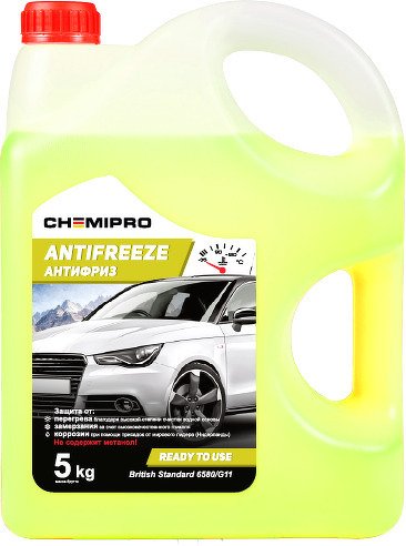 Жидкость охлаждающая G11 готовый 5kg желтый, 4.2л CHEMIPRO, CH067