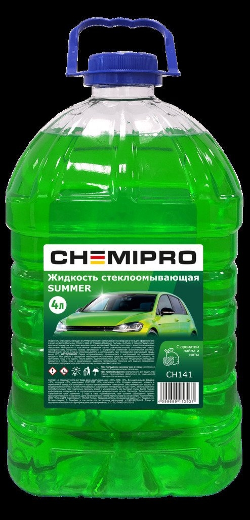 Жидкость стеклоомывающая summer 4l готовая лайм&мята CHEMIPRO, CH141