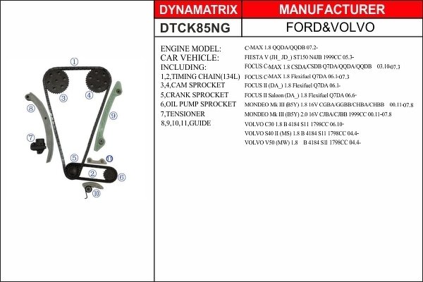 Комплект цепи грм DYNAMATRIX-KOREA, DTCK85NG