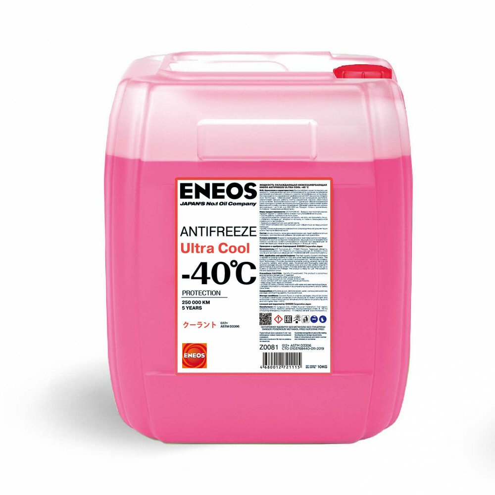Антифриз, ENEOS Antifreeze Ultra Cool -40 C 10кг (pink) ENEOS, Z0081