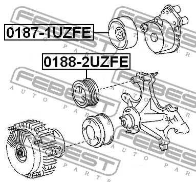 Ролик натяжителя приводного ремня FEBEST, 01871UZFE