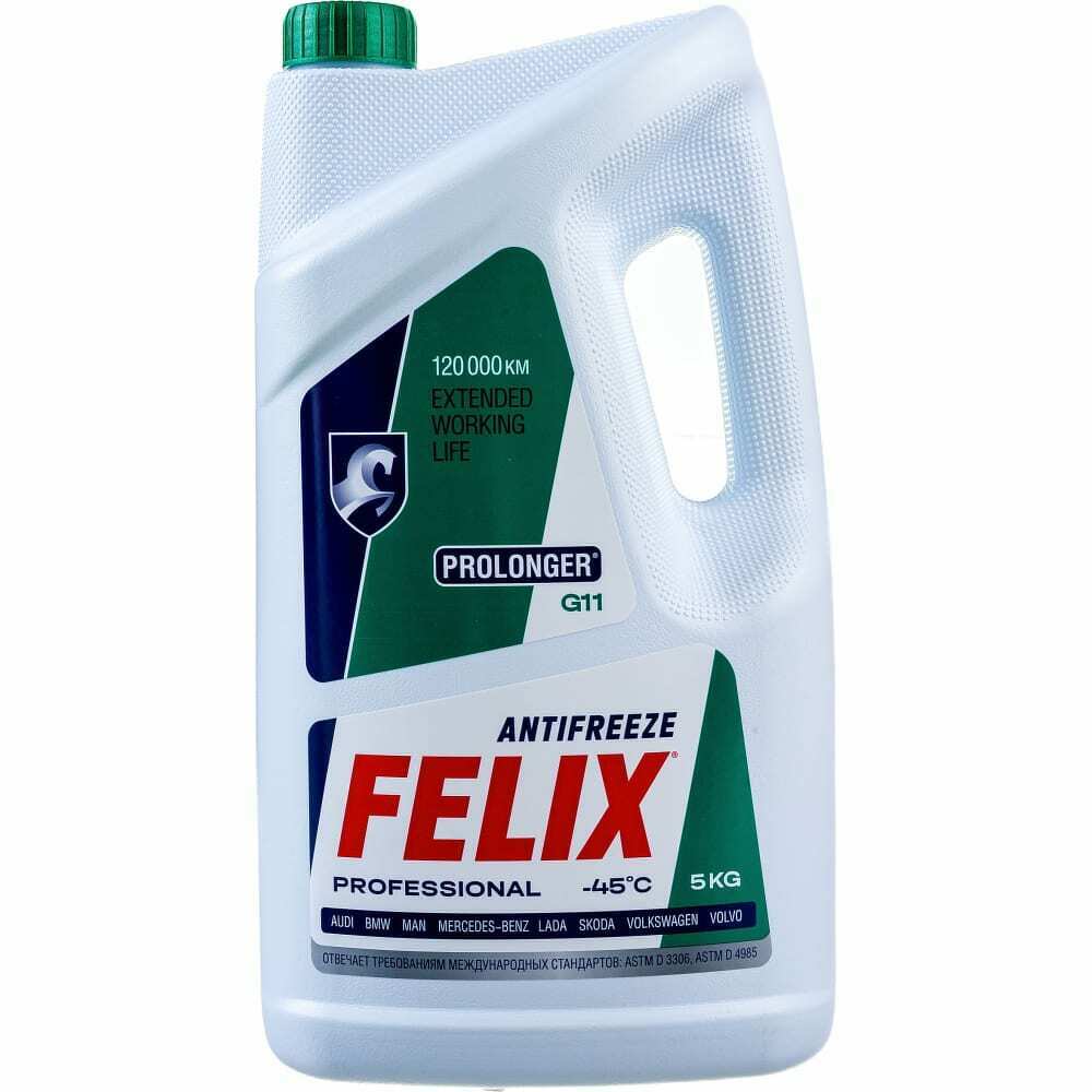 Антифриз felix prolonger-40 g-11 (5кг) зеленый FELIX, 430206031