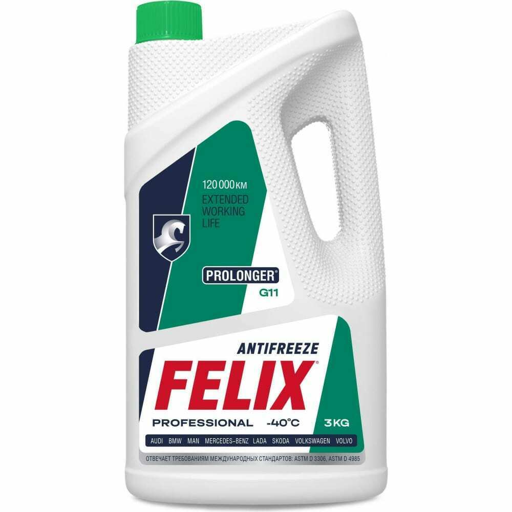 Антифриз felix prolonger-40 g-11 (3кг) зеленый FELIX, 430206327