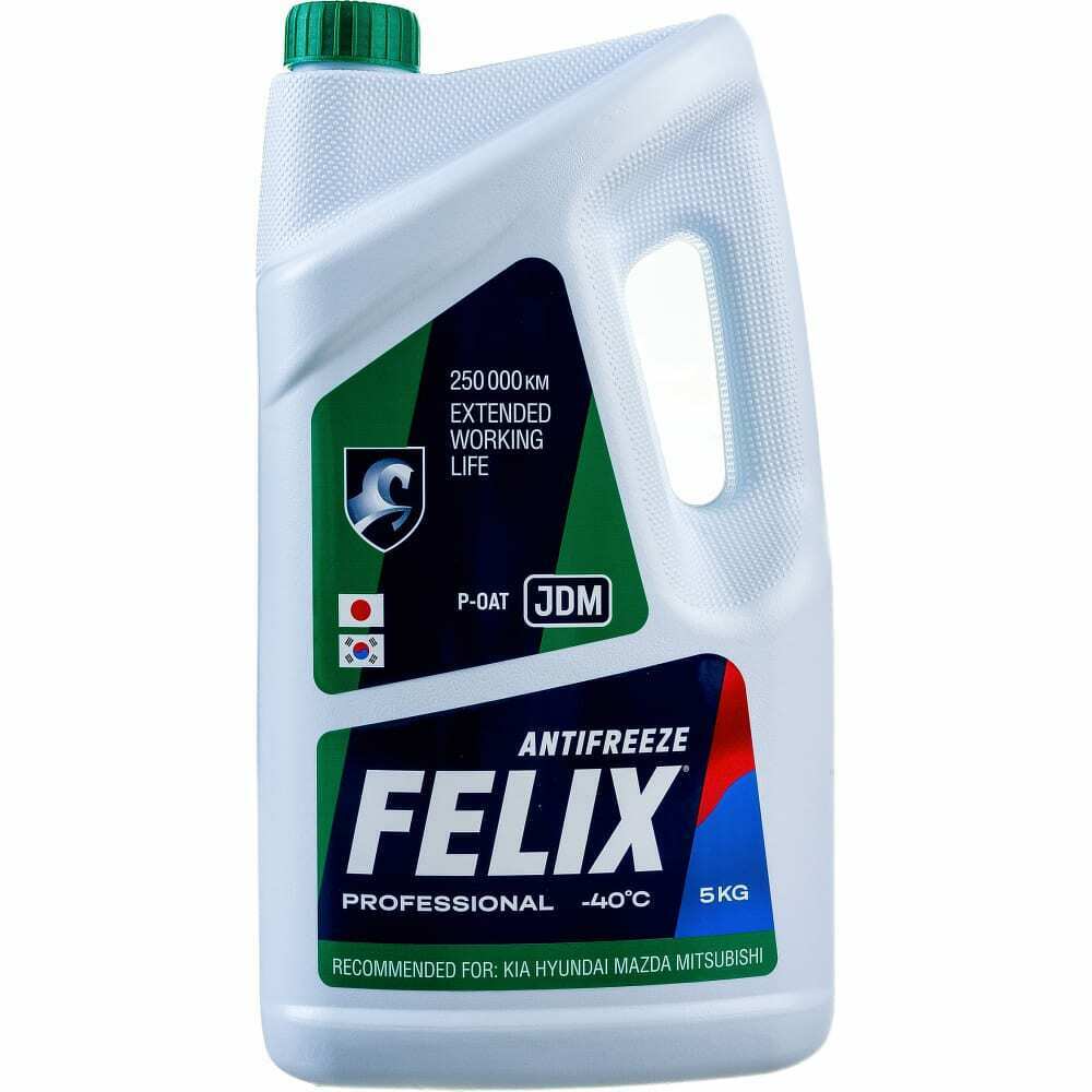 Антифриз зеленый 5kg (4,4л) (готовый) felix jdm  до -40 с p-oat astm d 3306 FELIX, 430206331