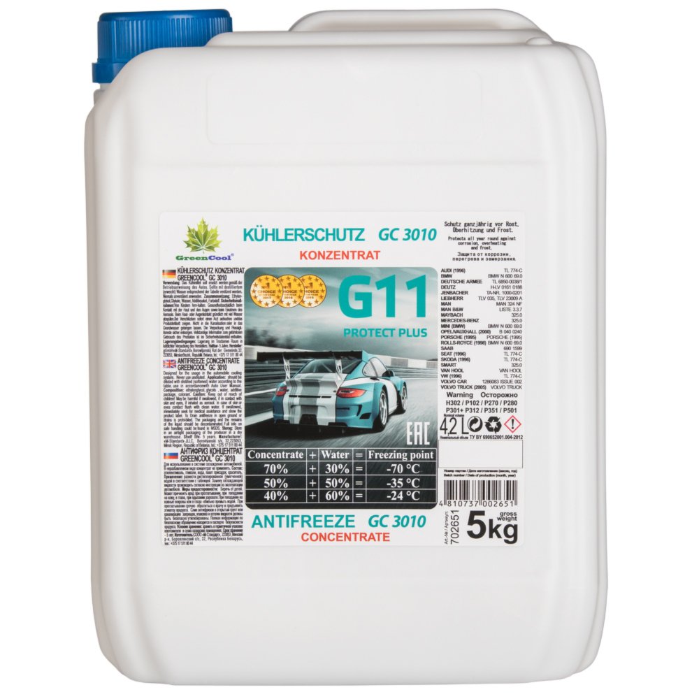 Антифриз синийКонцентрат 1:1 -35°C G11 GREENCOOL, 702651
