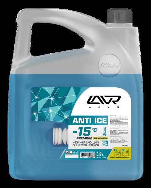 Незамерзающий омыватель стекол Anti Ice -15°С Premium, 3,9 л LAVR, LN1313