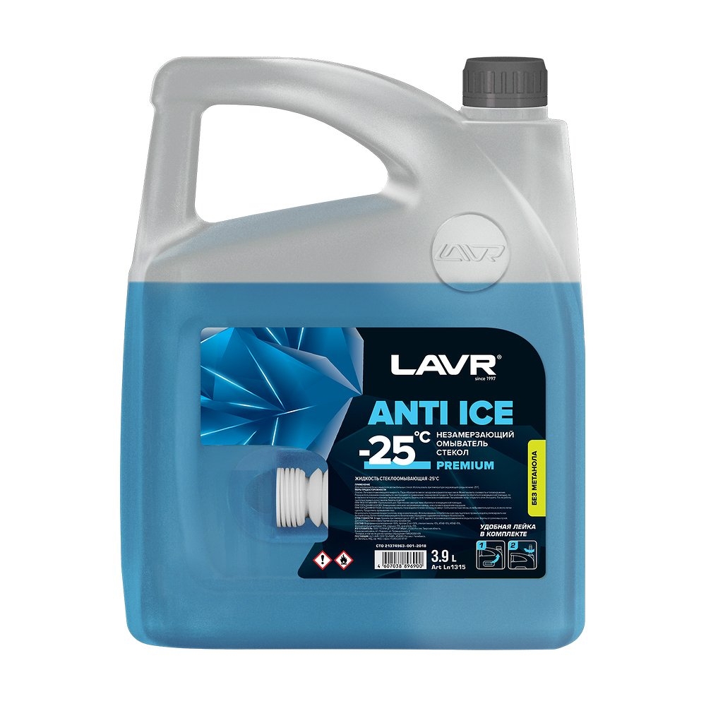 Незамерзающий омыватель стекол Anti Ice -25°С Premium, 3,9 л LAVR, LN1315