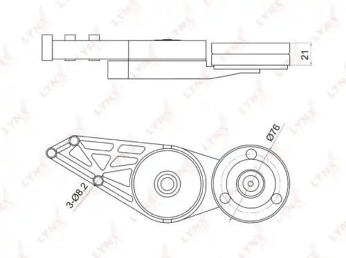 Натяжитель с роликом  приводной AUDI A4 1.6-1.8 94-04  A6 1.8-1.8 95-05, SKODA Superb(3U) 1.8-2.0 01-08, VW Passat 1.6-2.0 96-05 LINX, PT3002