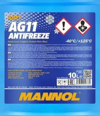 Антифриз MN4011-10_Antifreeze AG11 -40 blue 10л MANNOL, MN401110
