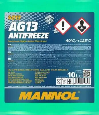 Антифриз MN4013-10_MANNOL Antifreeze AG13 -40 зеленый 10L11,3kg MANNOL, MN401310