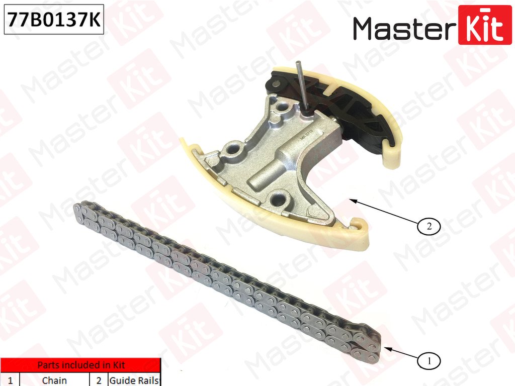 77B0137K КОМПЛЕКТ ЦЕПИ ПРИВОДА РАСПРЕДВАЛА L AUDI A4A5A6A8Q5Q7 3.0 TDI 06-12 MASTERKIT, 77B0137K