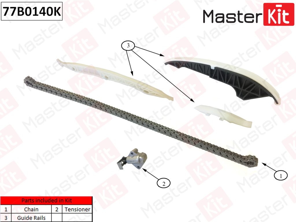 77B0140K 77B0140K КОМПЛЕКТ ЦЕПИ ГРМ AUDI A3SEAT LEONVOLKSWAGEN GOLF VII 2.0I CJXC 1.8 TFSI 2012- ( MASTERKIT, 77B0140K