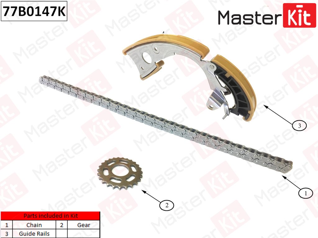 Комплект цепи ГРМ (нижняя) Audi A4A5A6Q5Q7 Volkswagen TOUAREG 2.8-3.2 FSI BDXAUKCTUC MASTERKIT, 77B0147K