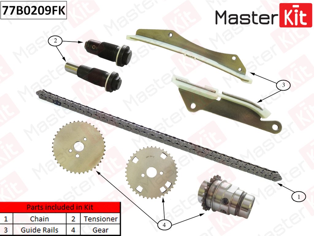Комплект цепи ГРМ Iveco MASTERKIT, 77B0209FK