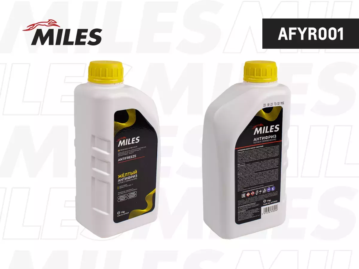 Антифриз готовый G12G12+ (жёлтый) 1кг., Антифриз готовый G12 G12 (ж лтый) 1кг MILES, AFYR001