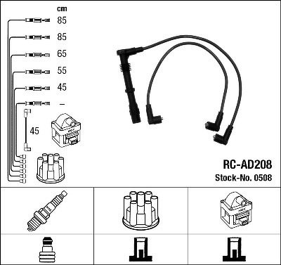 Провода высоковольтные NGK, RCAD208