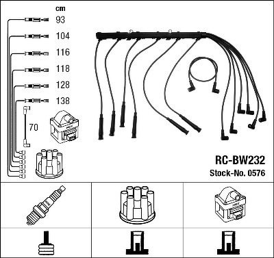 Провода высоковольтные NGK, RCBW232