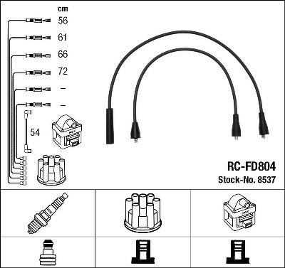 Провода высоковольтные NGK, RCFD804