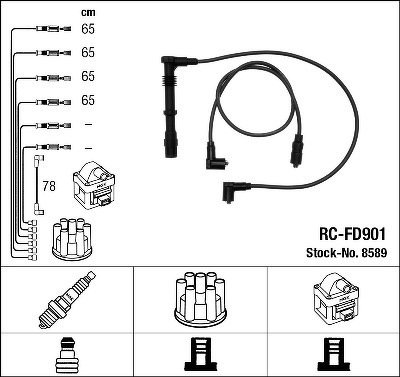 Провода высоковольтные NGK, RCFD901