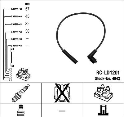 Комплект высоковольтных проводов NGK, RCLD1201