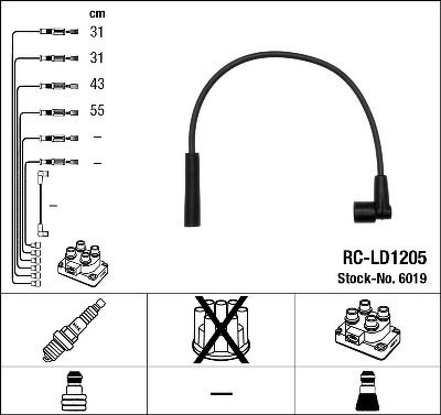 Комплект высоковольтных проводов NGK, RCLD1205