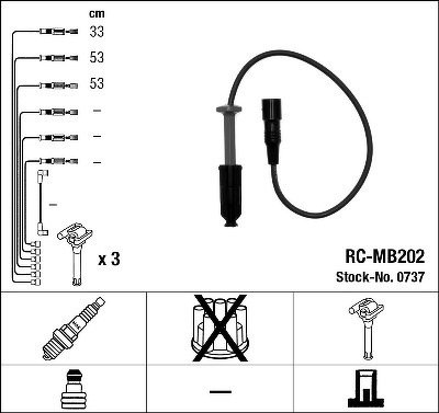 Комплект проводов NGK, RCMB202