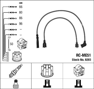 Комплект высоковольтных проводов NGK, RCME51