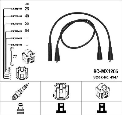 Комплект высоковольтных проводов NGK, RCMX1205