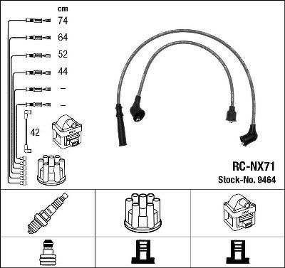 Комплект высоковольтных проводов NGK, RCNX71