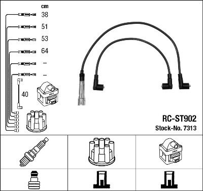 Комплект высоковольтных проводов NGK, RCST902