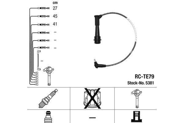 Комплект высоковольтных проводов NGK, RCTE79