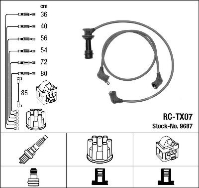 Провода высоковольтные NGK, RCTX07