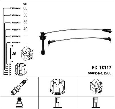 Комплект высоковольтных проводов NGK, RCTX117