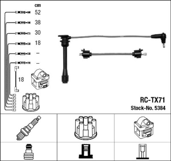 Комплект высоковольтных проводов NGK, RCTX71