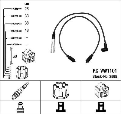 Комплект высоковольтных проводов NGK, RCVW1101