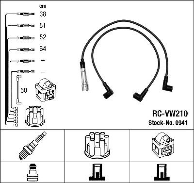 Комплект проводов NGK, RCVW210