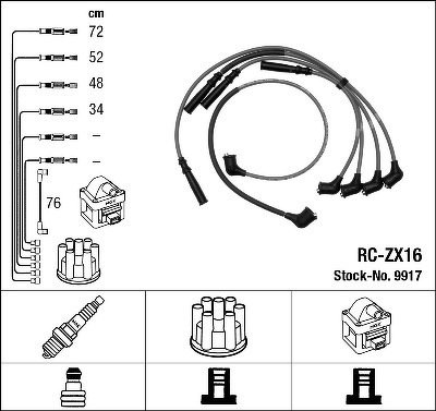 Комплект проводов NGK, RCZX16