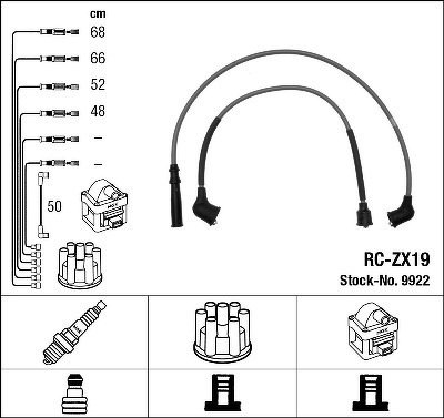 Комплект проводов NGK, RCZX19