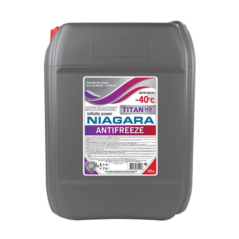 Жидкость охлаждающая низкозамерзающаяАнтифриз Ниагара TITAN HD-40 20кг NIAGARA, 001001033013