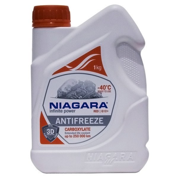 Антифриз G12+ 1kg, красный карбоксилатный готовый -40°C NIAGARA, 096903